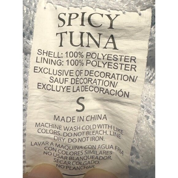 SPICY TUNA Aqua Swim Trunks Size Small Light Blue Palm Leaf Print Mesh Lined - Picture 10 of 10